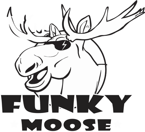 Funky Moose logo white on transparent (for dark backgrounds)
