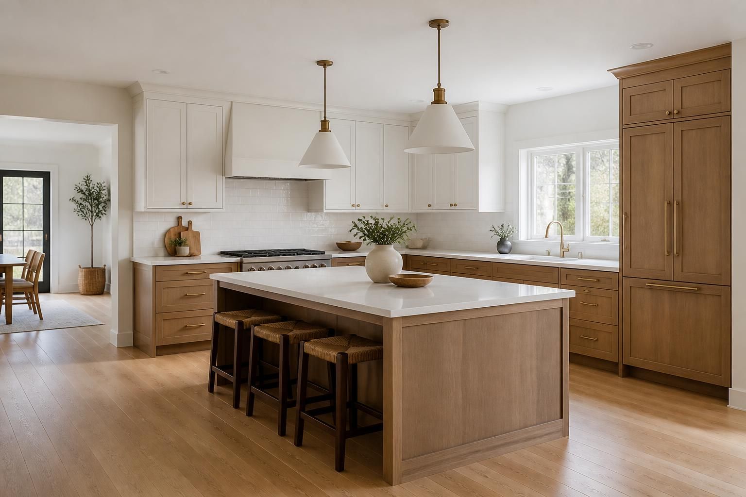 Finished renovated kitchen with clean open space